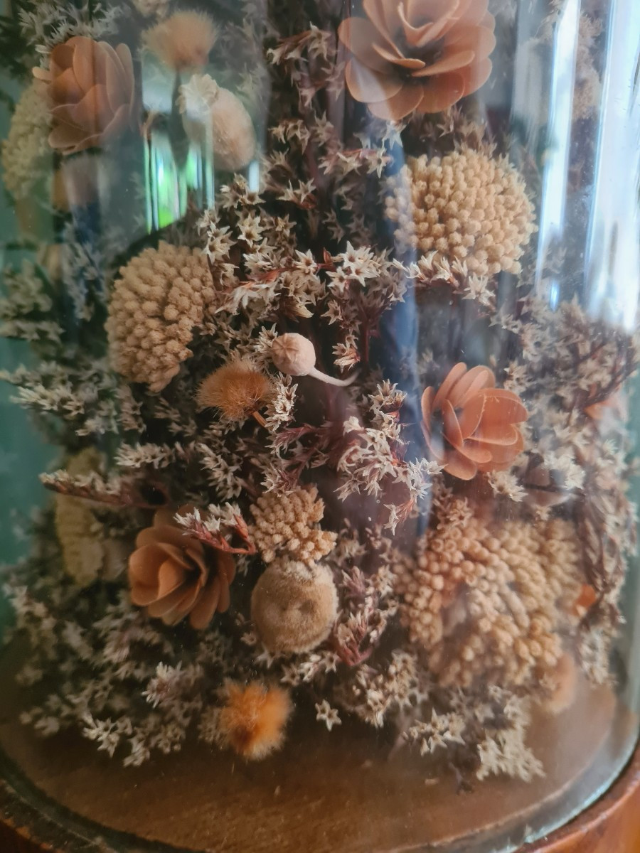 Bridal Globe With Bouquet Of Dried Flowers, Late 19th Century-photo-3