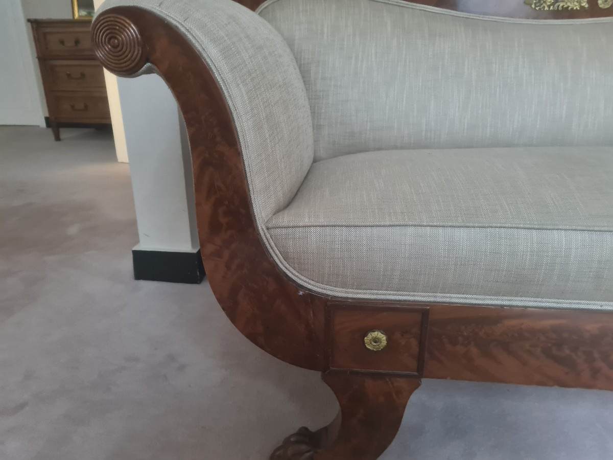 Pair Of 19th Century Mahogany Daybeds With Recent Upholstery-photo-3