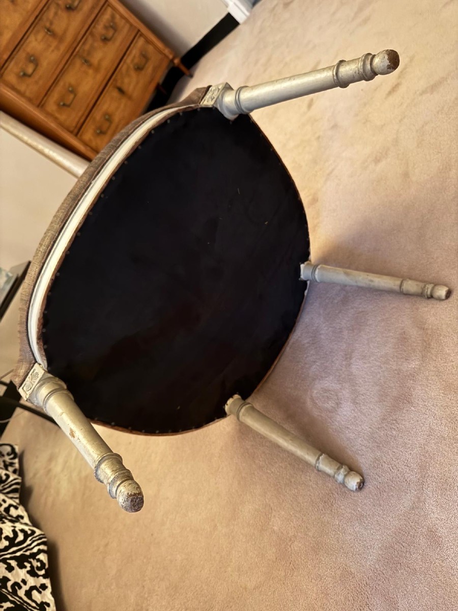 Paire de fauteuil directoire ton crème fin XIX tapisserie recente-photo-2