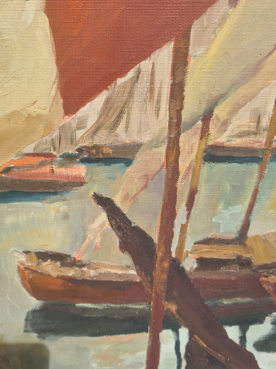 Hst des années 1930 port de San Remo ou Nice de Adolphe Laout-photo-2