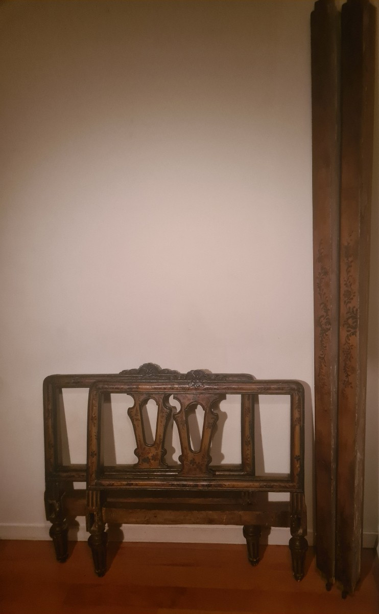 Louis XVI Bed In Painted Wood With Floral Decoration, 18th Century-photo-2