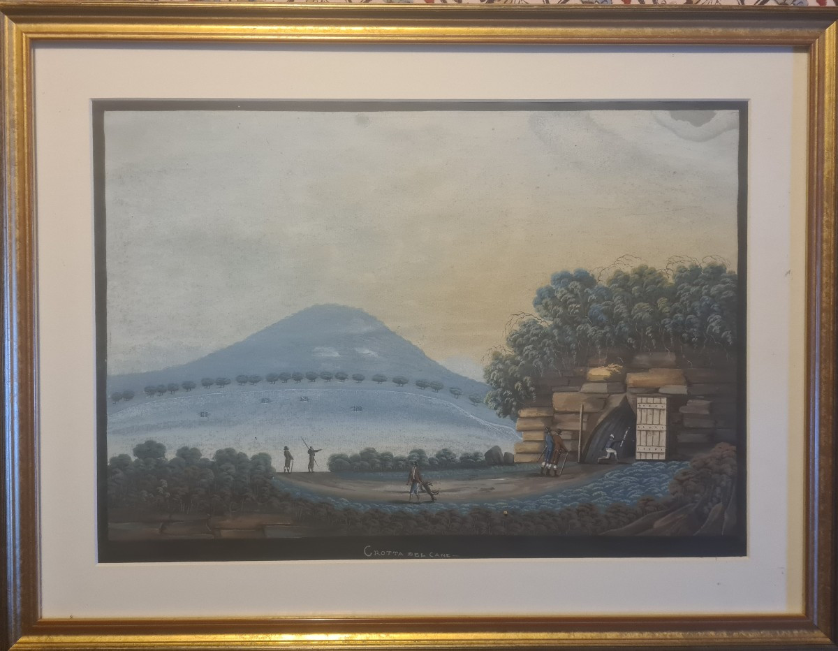 Peinture 'la Grotta del cane' Naples fin XVIII eme