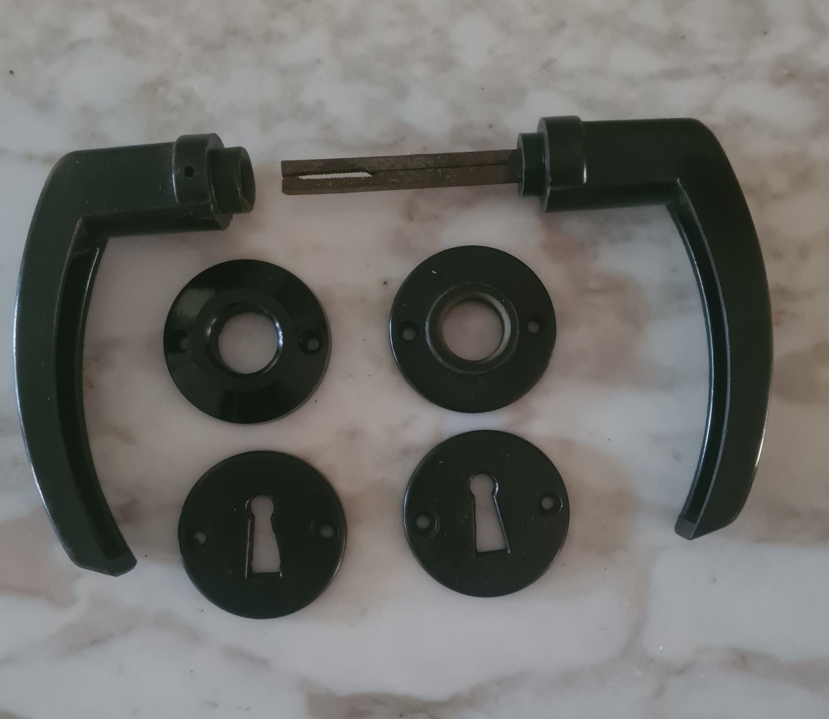 Black Bakelite Door Handles, 1930s -photo-3