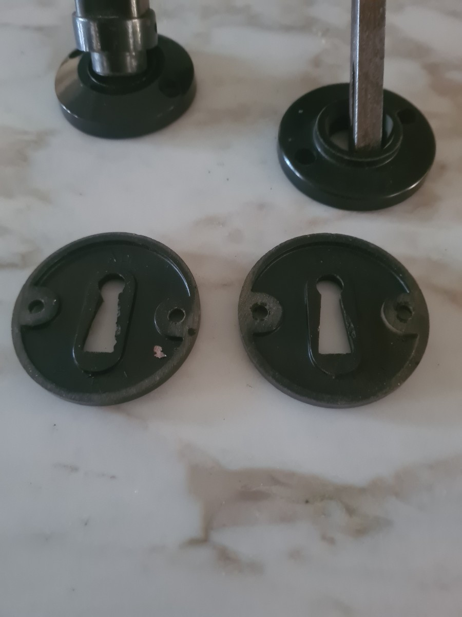 Black Bakelite Door Handles, 1930s -photo-2