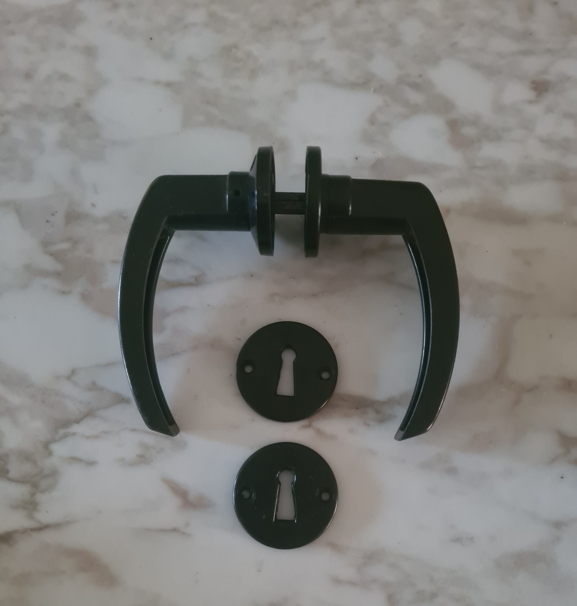 Black Bakelite Door Handles, 1930s 