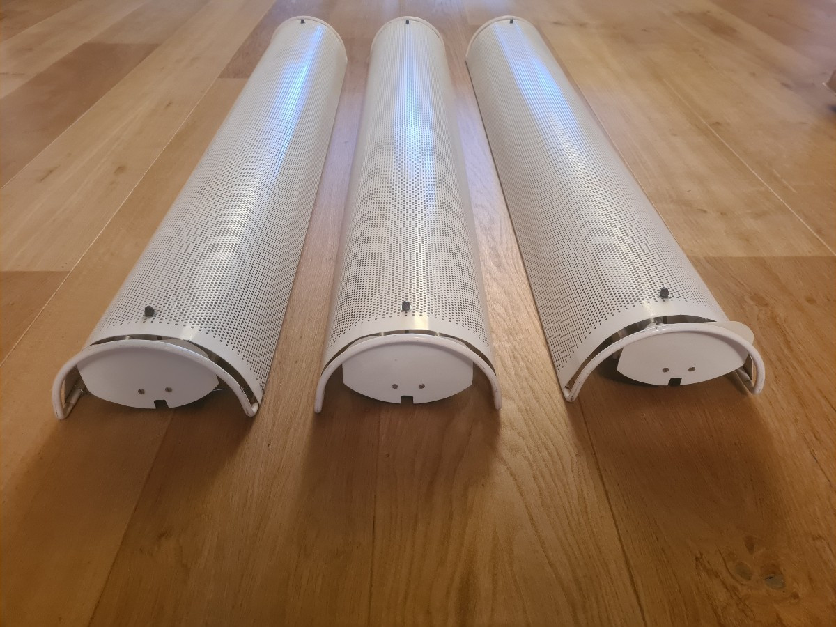 3 Large 1960s Perforated Metal Wall Lights-photo-4