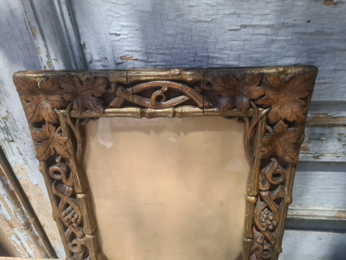 Cadre sculpté et ajouré vigne début XXeme-photo-2