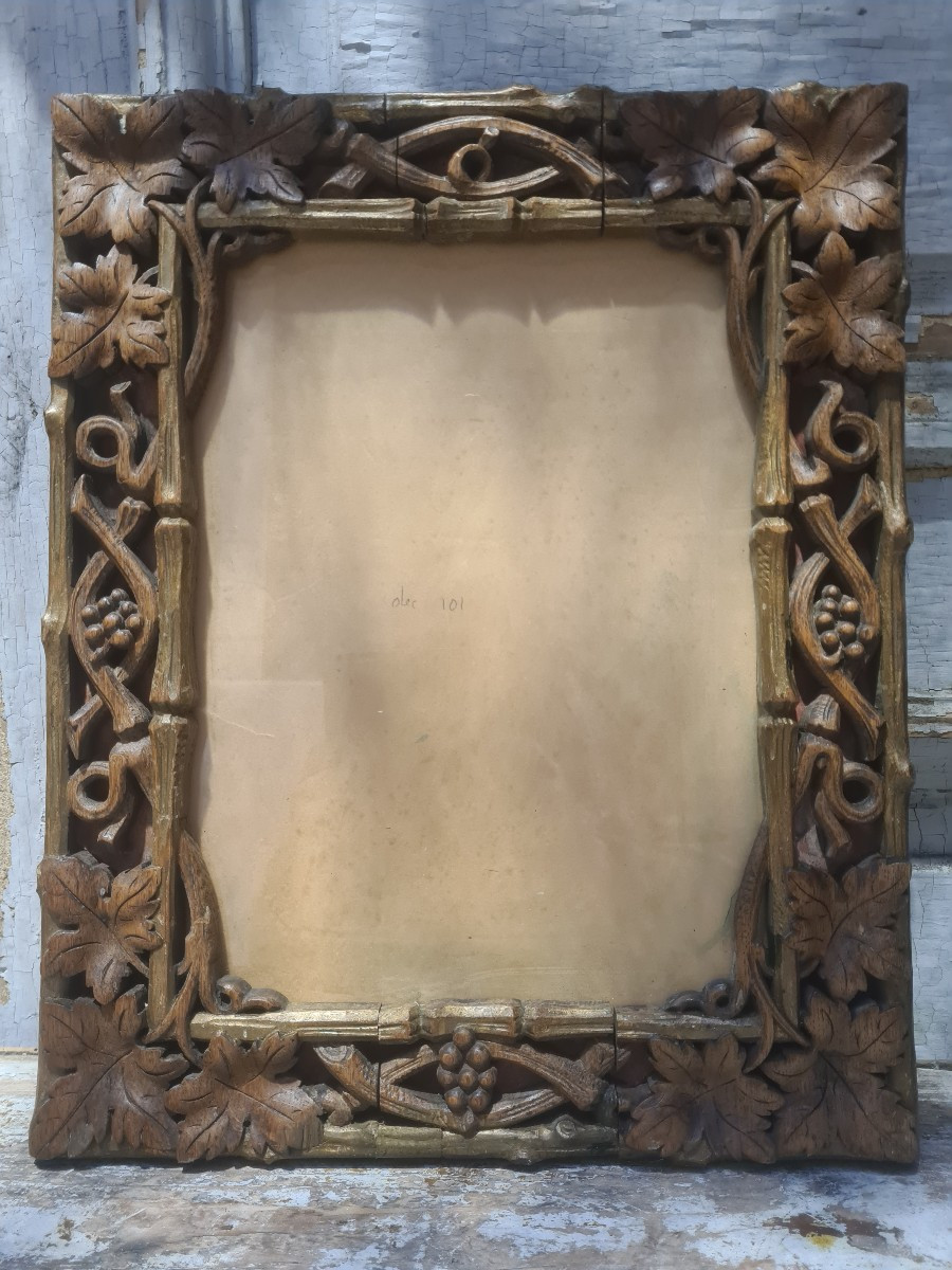 Cadre sculpté et ajouré vigne début XXeme-photo-3