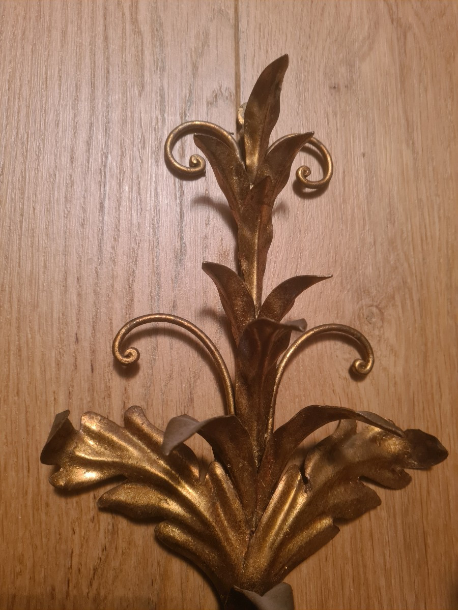 3 appliques  murales en laiton doré 1950 dans le goût de Hans KOGL-photo-3