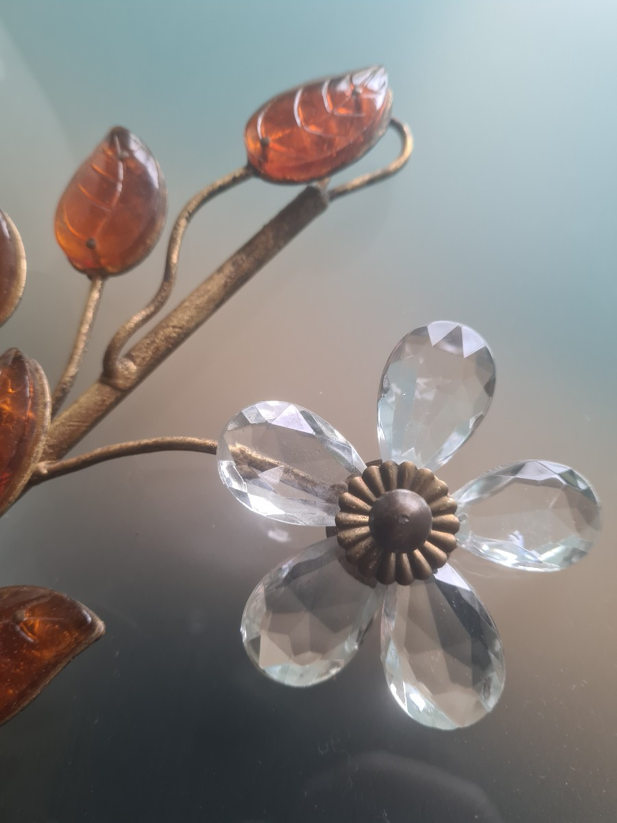 Applique 1950 de Oswald HAERDTL laiton et verre couleur Ambre-photo-1