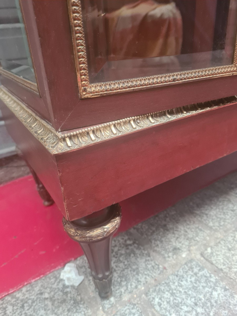 Louis XVI Style Display Cabinet In Mahogany And Gilt Bronze, 19th Century-photo-2