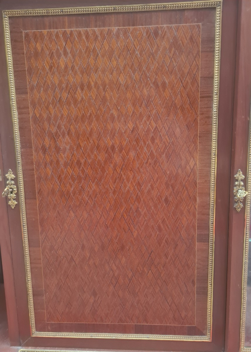 Louis XVI Style Display Cabinet In Mahogany And Gilt Bronze, 19th Century-photo-5