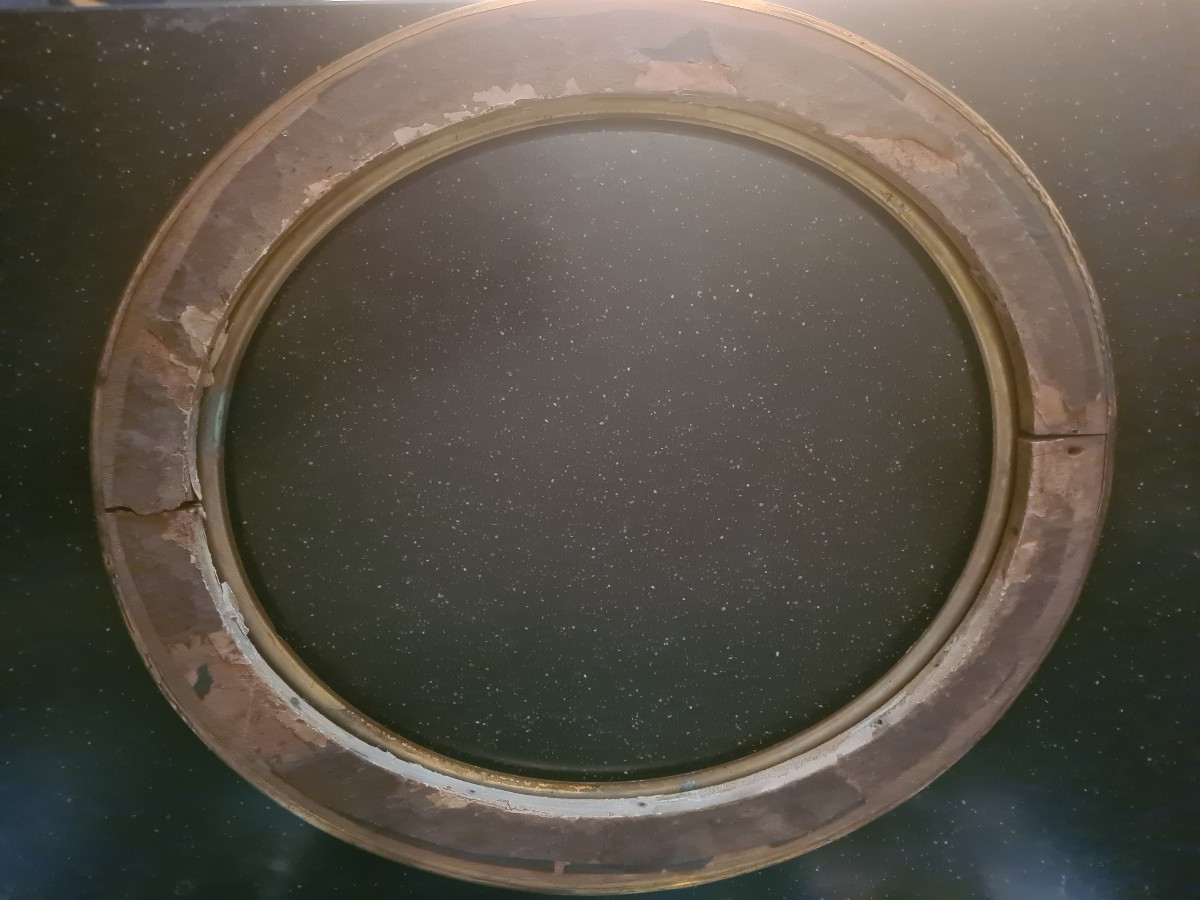 Oval Frame In Gilded Brass, Late 19th Century-photo-2
