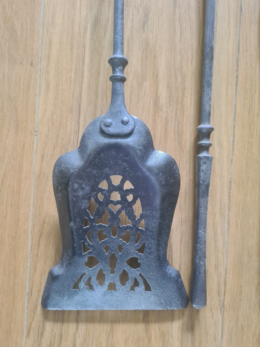 Early 19th Century Steel And Brass Fireplace Set-photo-1