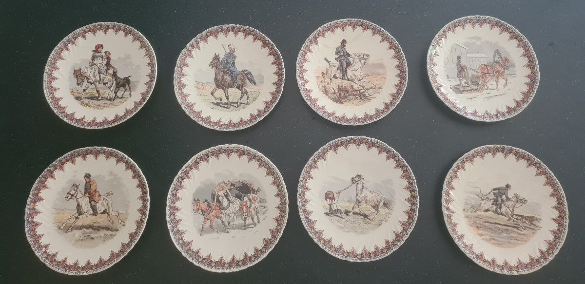 8 Dessert Plates Sarreguemines End XIX Eme