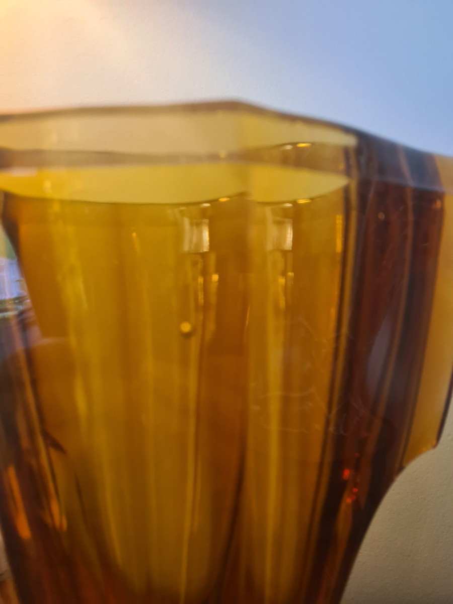 Czech Amber-colored Vase 1930-photo-2
