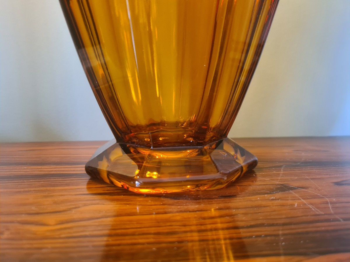 Czech Amber-colored Vase 1930-photo-3