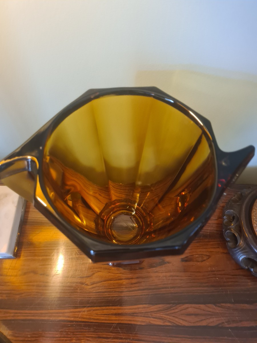 Czech Amber-colored Vase 1930-photo-4