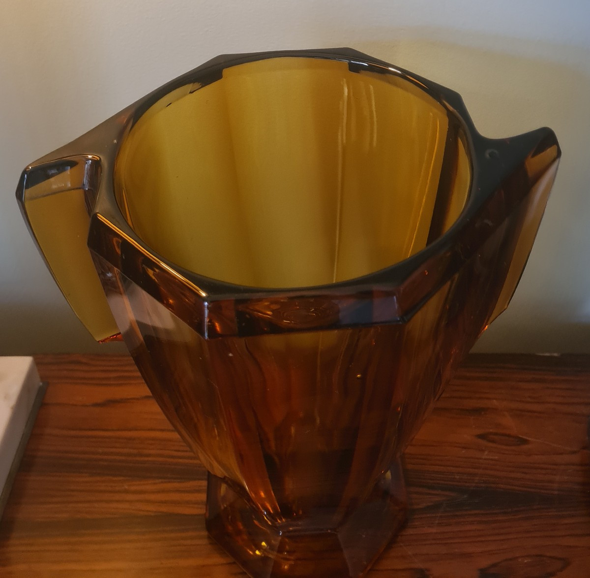 Czech Amber-colored Vase 1930-photo-5