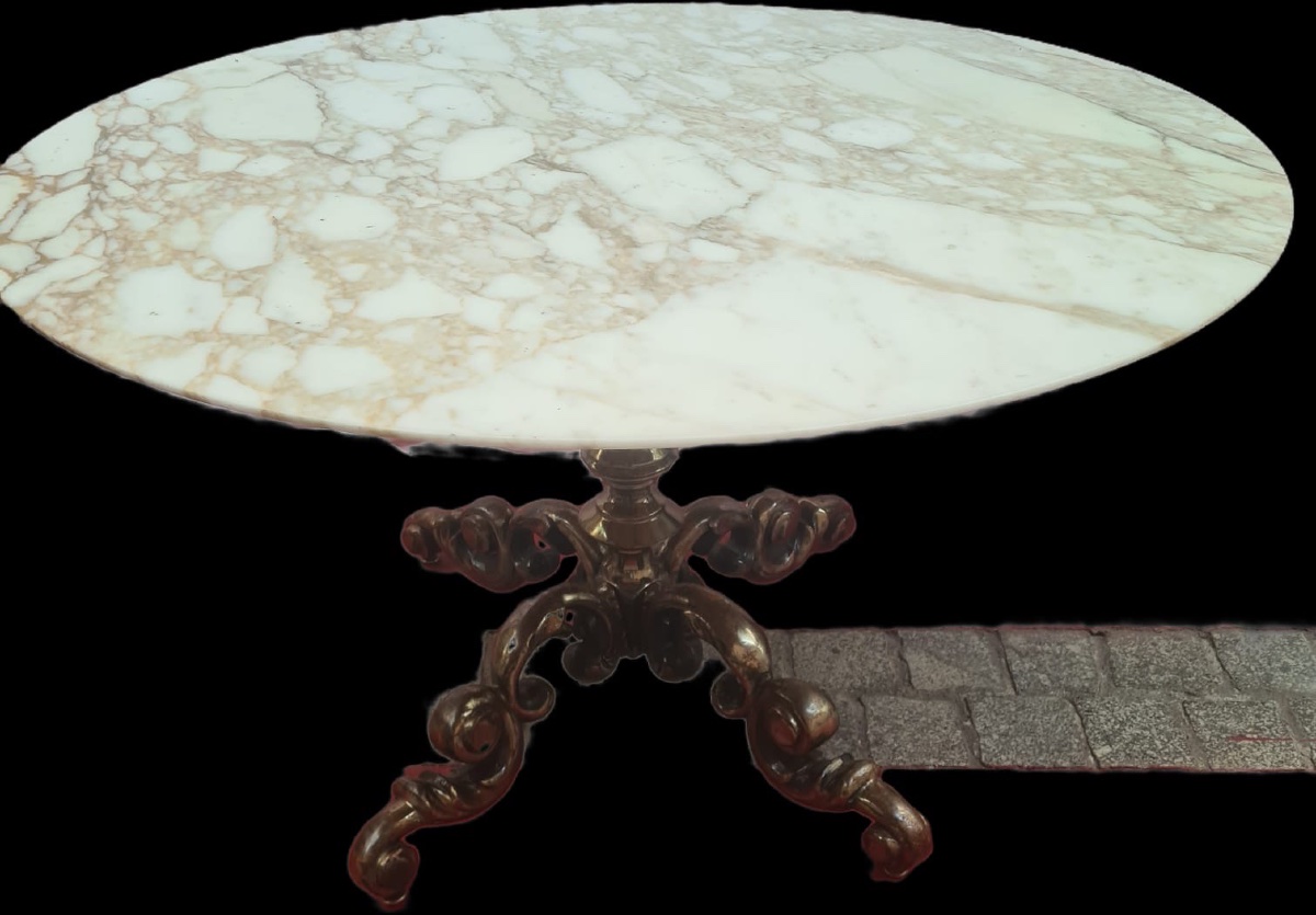 Roche Bobois Round Table With Marble Top, 1980s