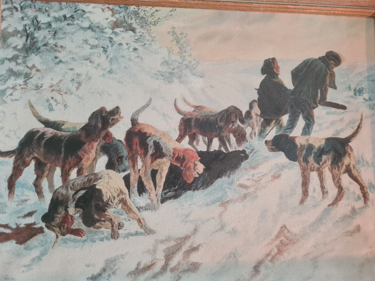 Hst Winter Hunting Scene, Signed, Late 19th Century-photo-2