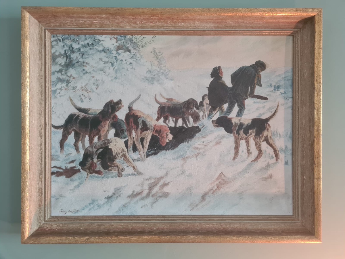Hst Winter Hunting Scene, Signed, Late 19th Century