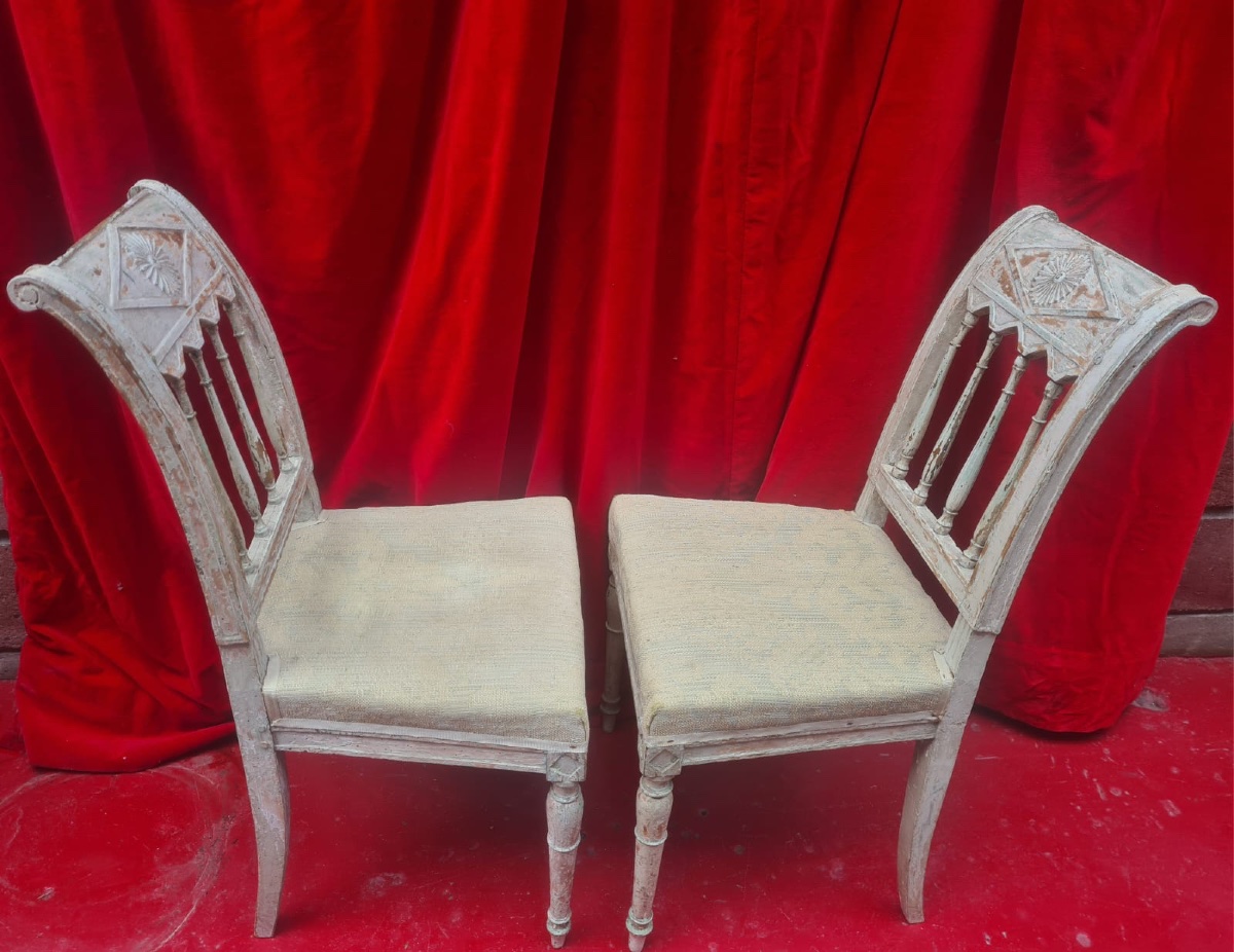 Paire de chaises Directoire patine d'origine-photo-2
