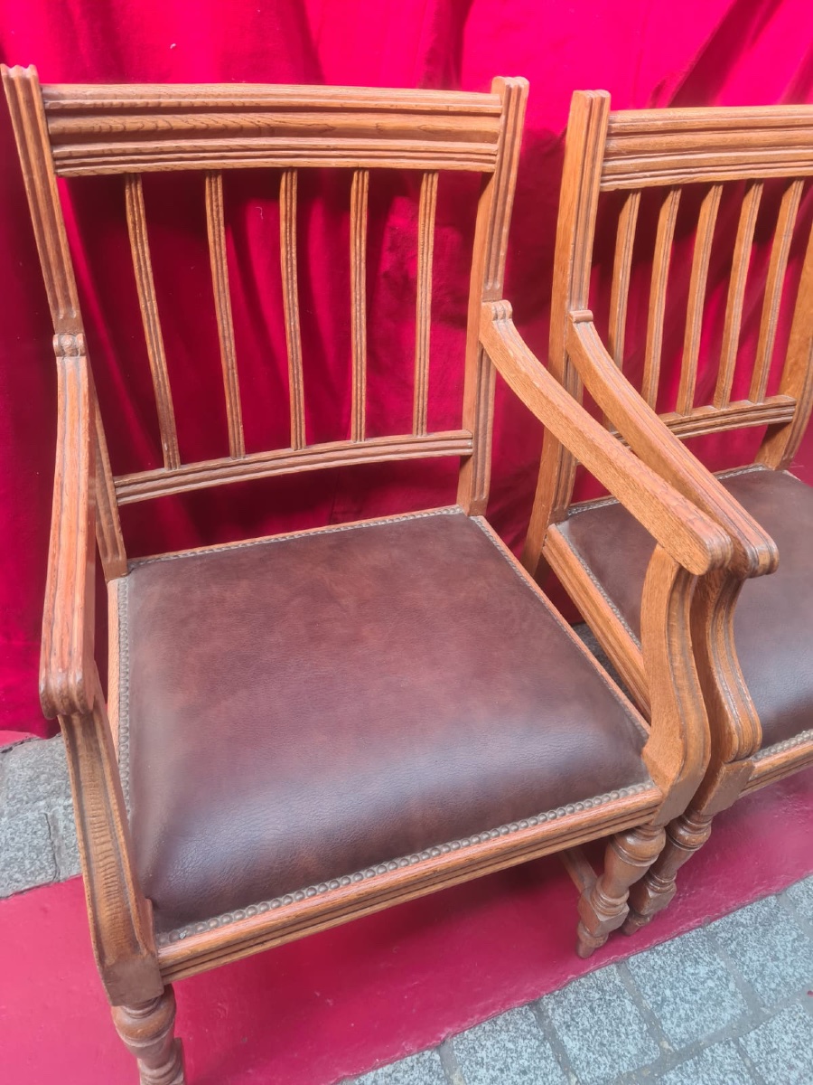 Paire de fauteuil de bureau en chêne 1930-photo-2
