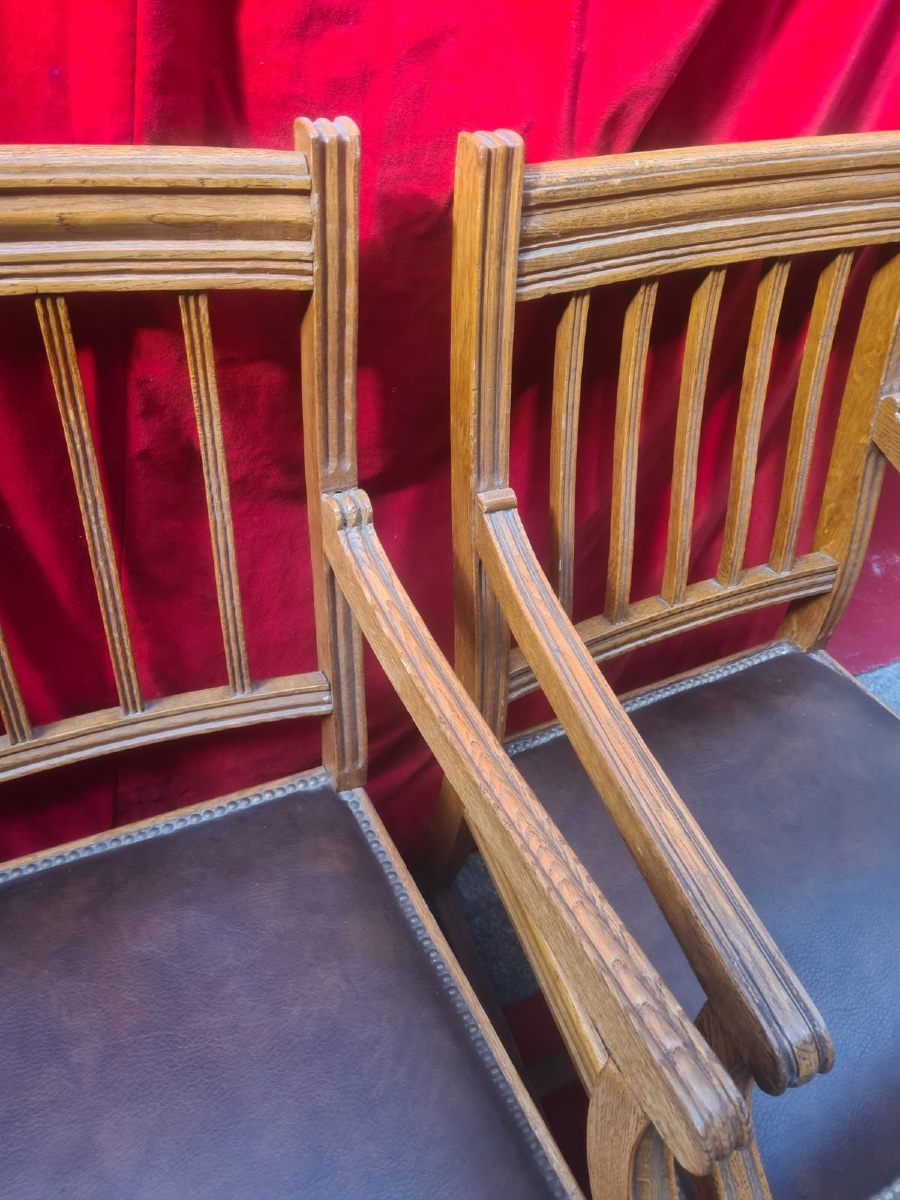 Paire de fauteuil de bureau en chêne 1930-photo-3