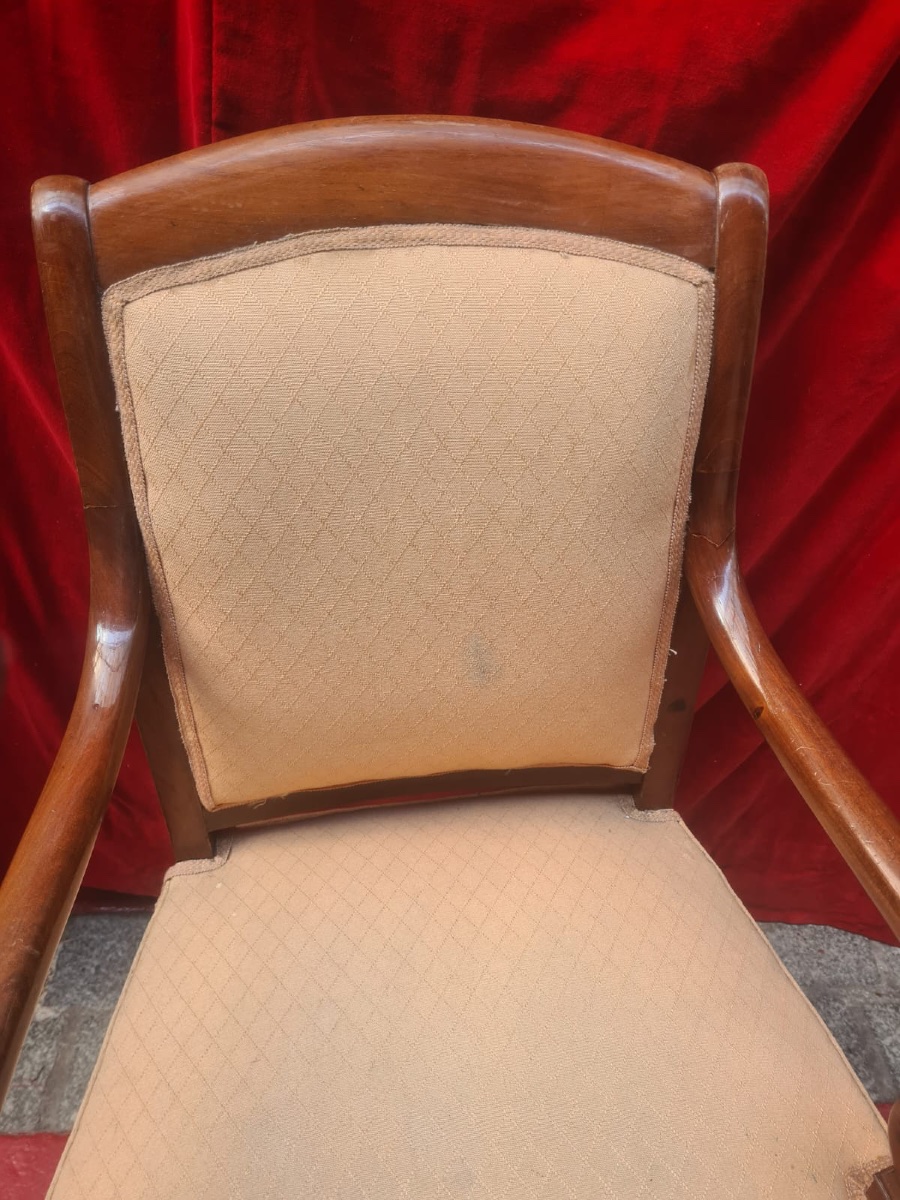 19th-century Varnished Mahogany Armchair With Armrests-photo-4