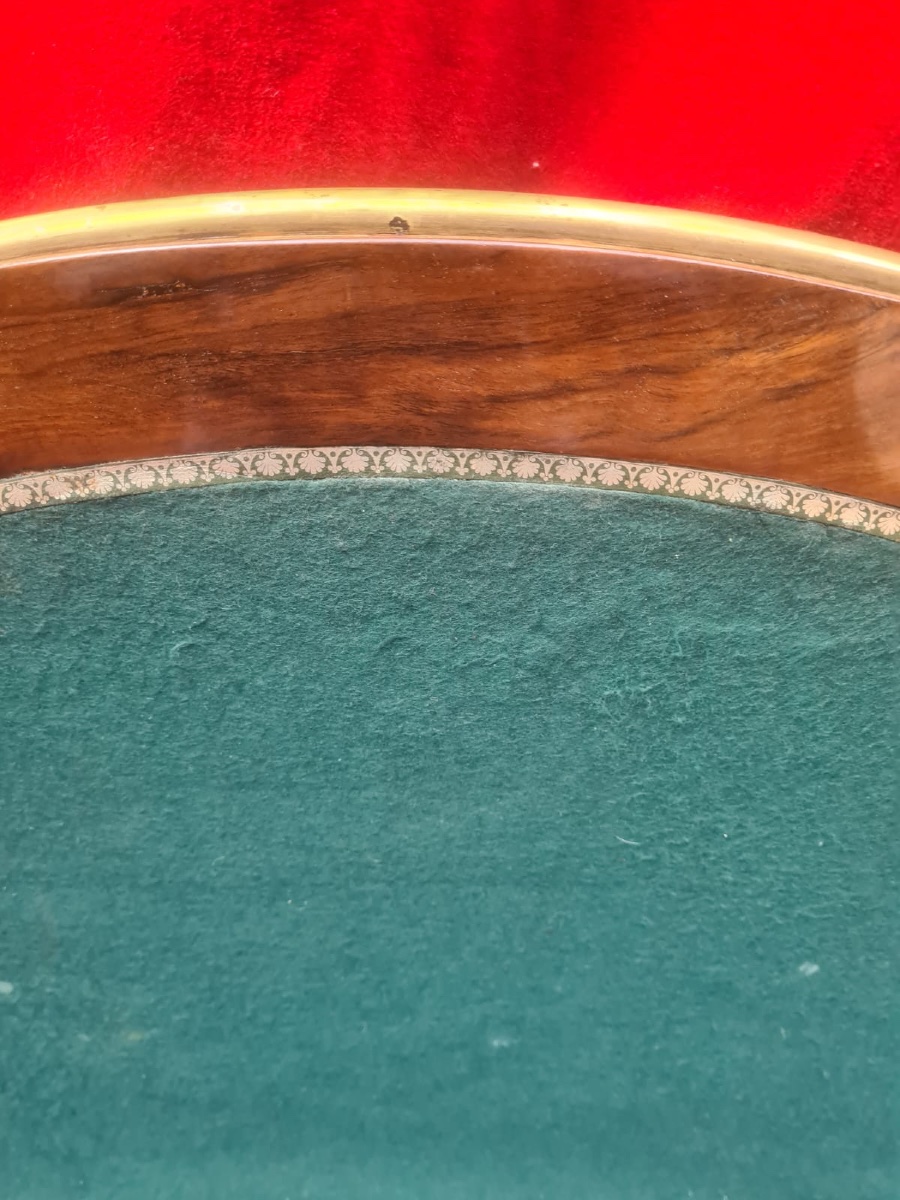  Table de jeux demie-lune vernie en acajou massif de style Louis XVI-photo-2