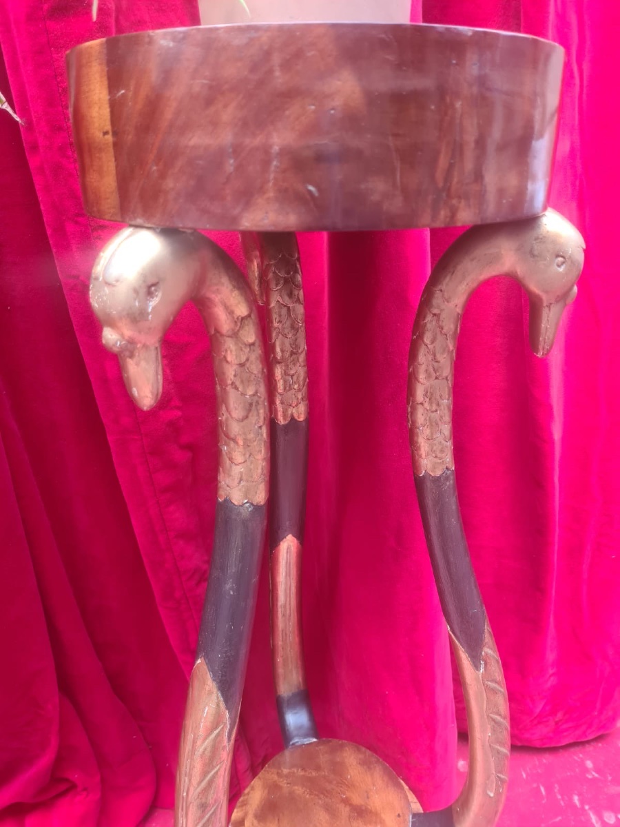 Pair Of Empire-period Tripod Pedestal Tables Used As Planters-photo-1