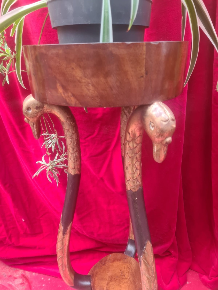 Pair Of Empire-period Tripod Pedestal Tables Used As Planters-photo-6