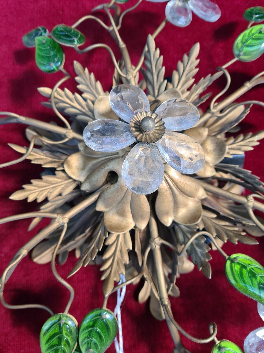 Glass And Brass Ceiling Lamp Attr Maison Bagues-photo-3
