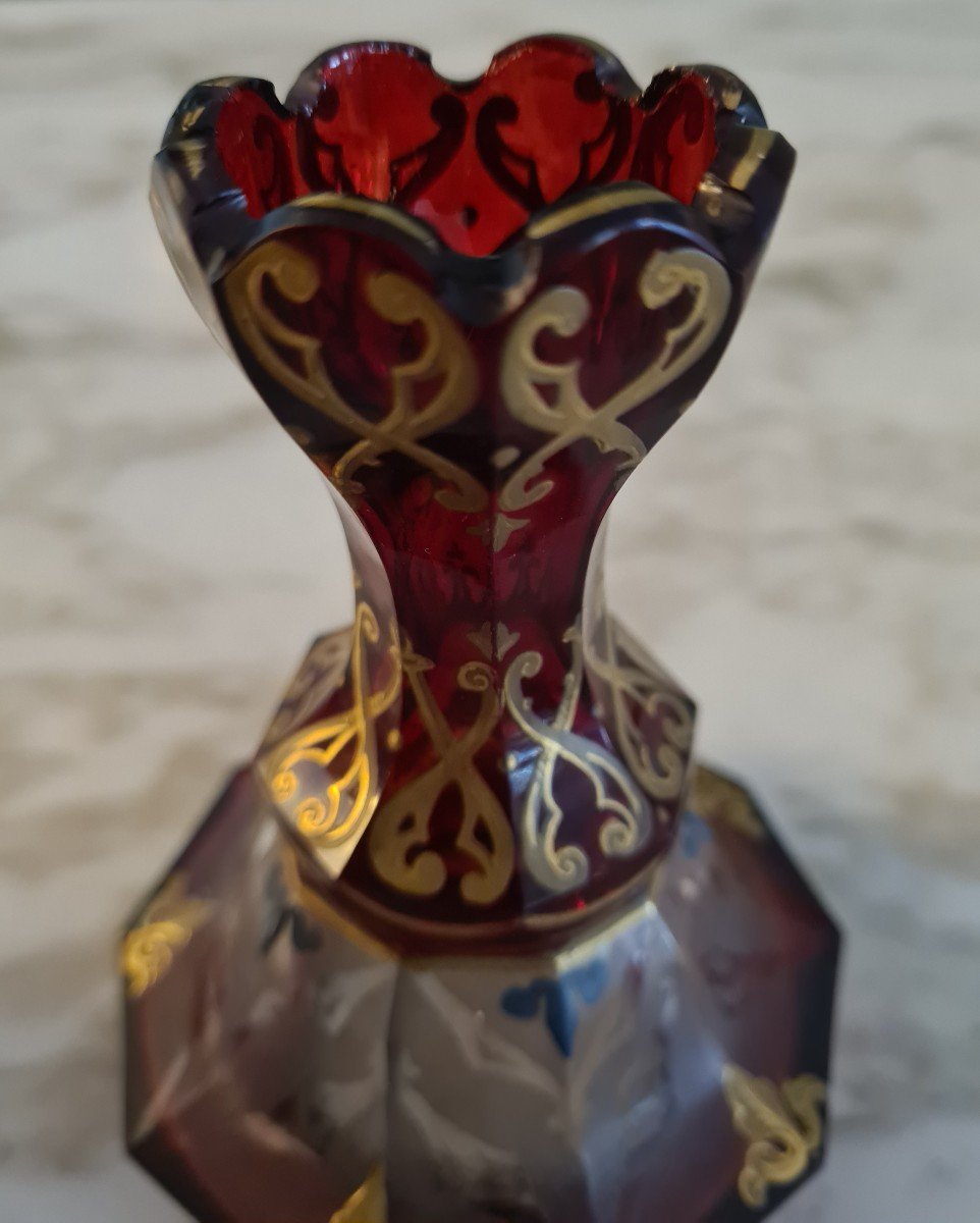 Vase Néo Gothique Cristal Rouge XIX Eme-photo-2