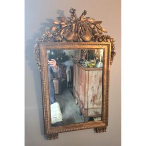 Louis XVI Mirror In Golden Wood Attributes To Music