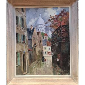 Oil On Canvas Monmartre By Henri Alexis Schaeffer