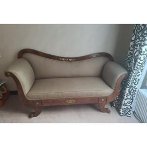 Paire de méridienne XIX eme acajou tapisserie recente