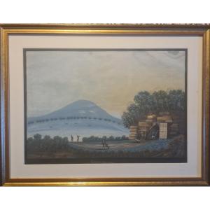 Peinture 'la Grotta del cane' Naples fin XVIII eme