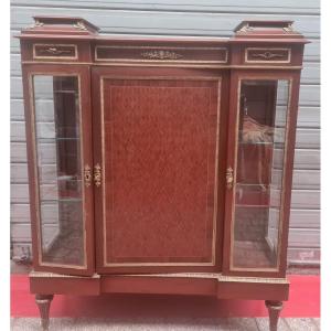 Vitrine Louis XVI en acajou et bronze doré XIX eme