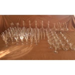 Murano Glass Set Early 20th Century 70 Glasses And 10 Decanters
