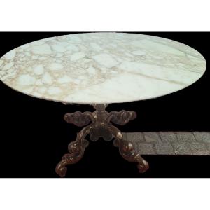 Roche Bobois Round Table With Marble Top, 1980s
