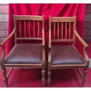 Paire de fauteuil de bureau en chêne 1930