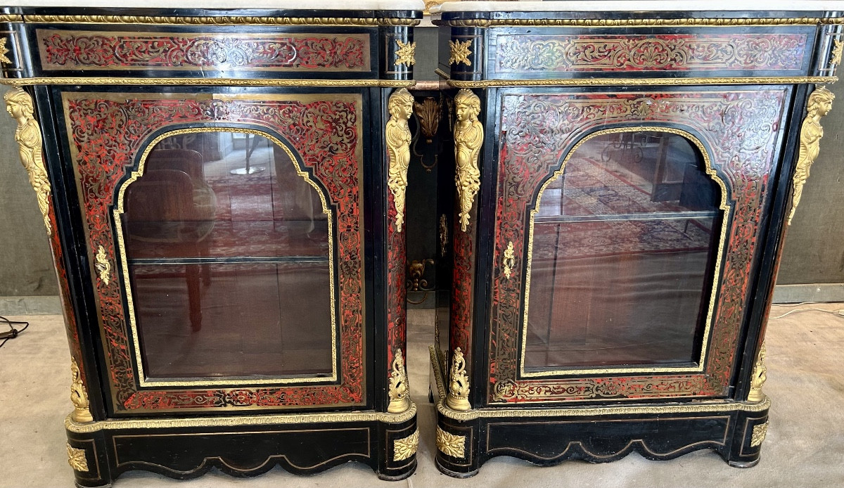 Paire de vitrines Boulle