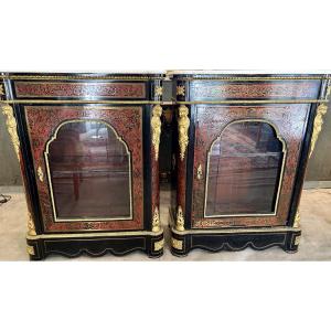 Paire de vitrines Boulle