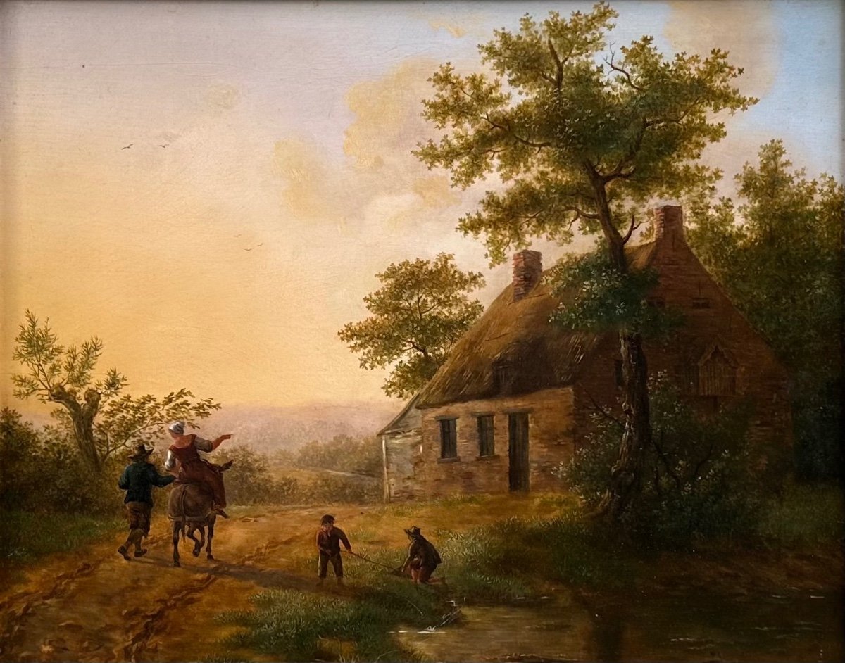 Peinture De Paysage Romantique Par Un Maître Hollandais (18/19e Siècle)-photo-2