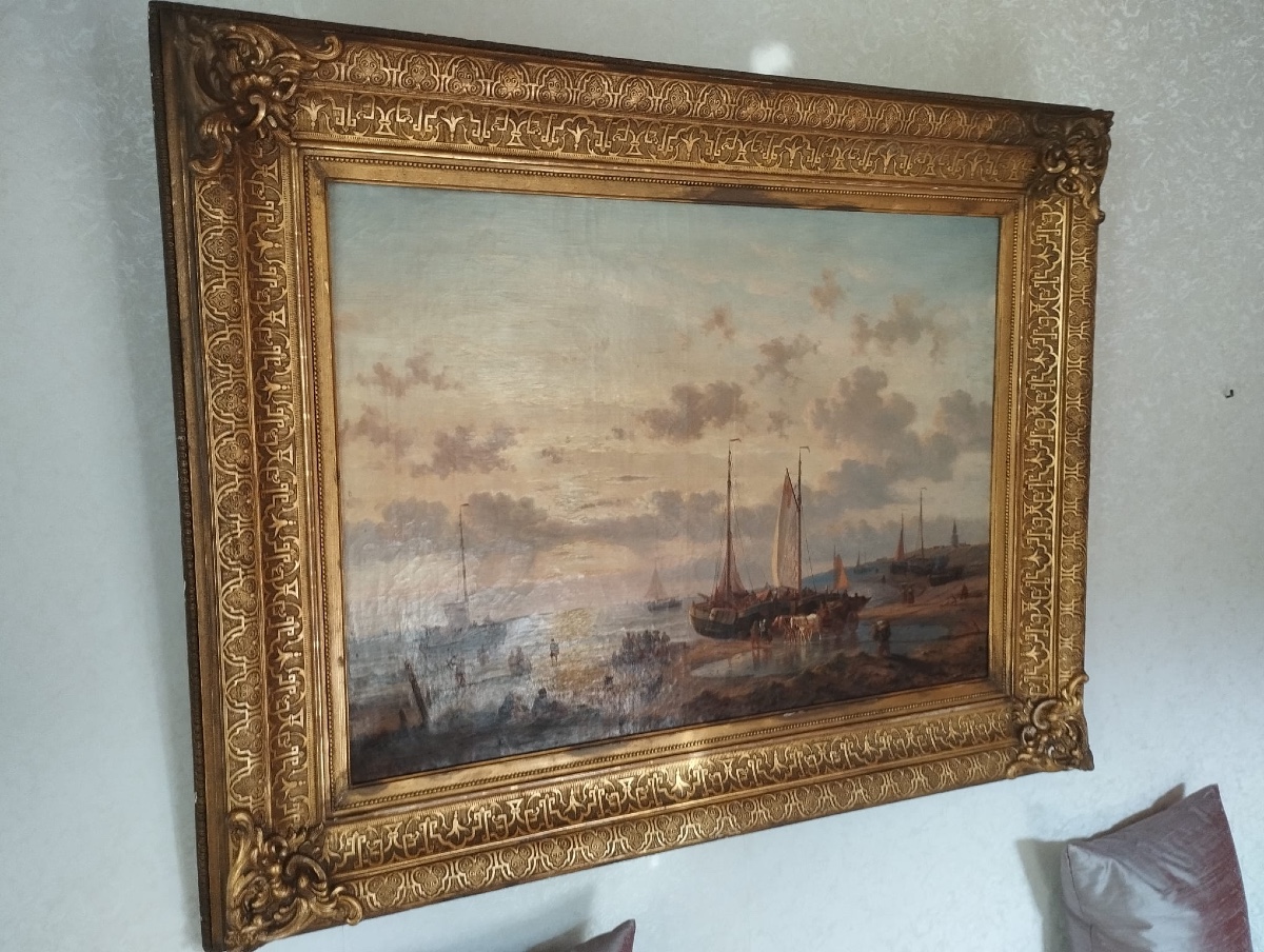 George Willem Opdenhoff (1807-1873) Sunset On The Coast-photo-4