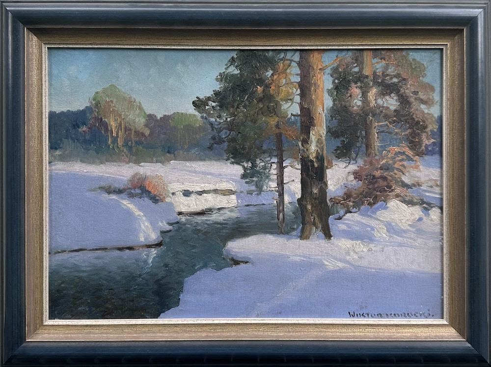 Wiktor Korecki (1897 - 1980) Paysage d'hiver en Pologne-photo-2