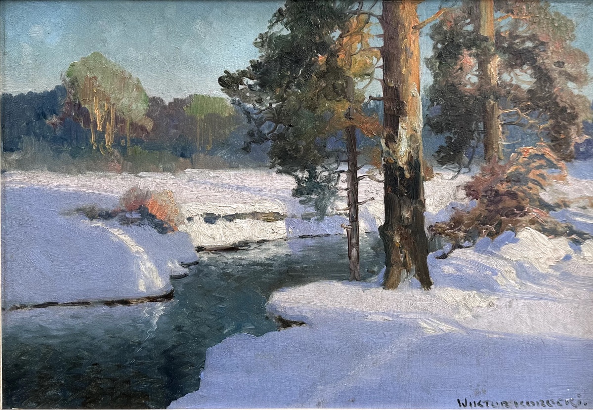 Wiktor Korecki (1897 - 1980) Paysage d'hiver en Pologne-photo-2