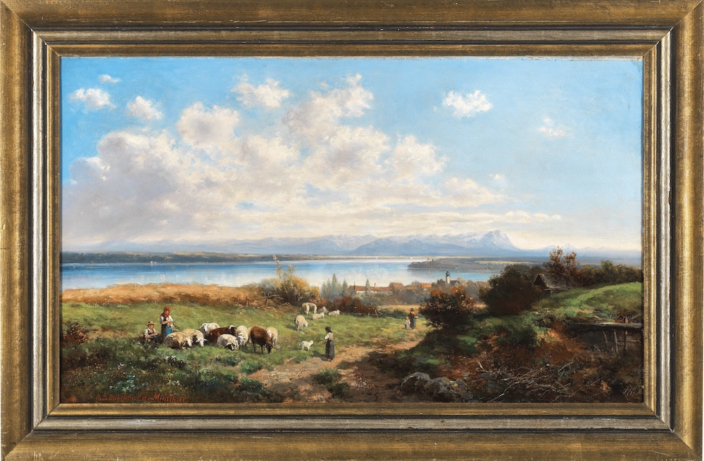 Ernst J. Engelmann (1820 - 1920) - Scène au Lac Chiemsee-photo-2